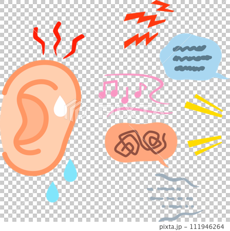 Image of an ear suffering from noise Image of an ear suffering from noise 111946264