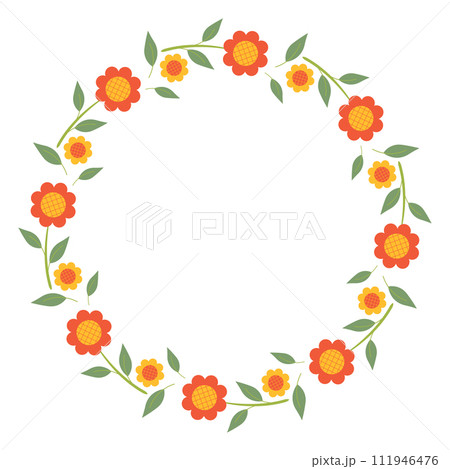 Hand drawn card with decorative floral frame, vector illustration for greeting card, invitation template. Retro, vintage lettering banner, poster, background. 111946476