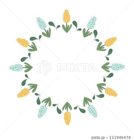 Hand drawn card with decorative floral frame, vector illustration for greeting card, invitation template. Retro, vintage lettering banner, poster, background. 111946478