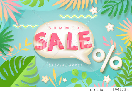 Summer Sale banner with 3d promo bubble. 111947233