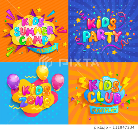 Banners for kids activities,camp,party,zone,club. Banners for kids activities,camp,party,zone,club. 111947234