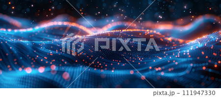 Big data waves with connecting lines and dots. Big data concept. Big data waves with connecting lines and dots. Big data concept. 111947330