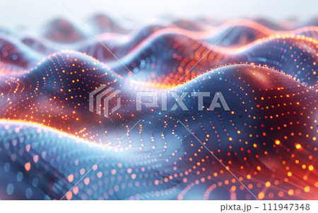 Futuristic big data waves with lines and connected dots. Information technology concept. Futuristic big data waves with lines and connected dots. Information technology concept. 111947348