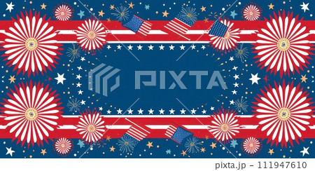 Happy Independence on Patriotic Banner 111947610