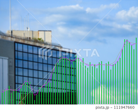 ビルと株価グラフと成長のイメージ 111947660