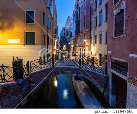 Bridge and canal at night 111947666