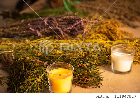 Fragrant bath brooms made of natural herbs Fragrant bath brooms made of natural herbs 111947917