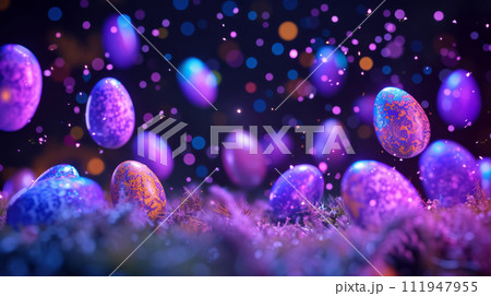 Colorful Easter Eggs on ultraviolet Backgroundのイラスト素材 [111947955] - PIXTA