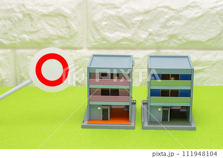 丸印と住宅模型でメリット、長所のイメージ 111948104