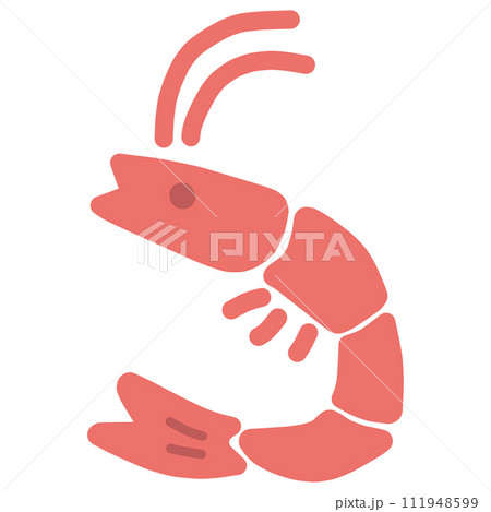 シンプルにデフォルメしたかわいい海老のイラスト 111948599