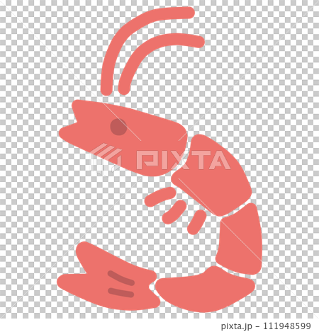 シンプルにデフォルメしたかわいい海老のイラスト 111948599