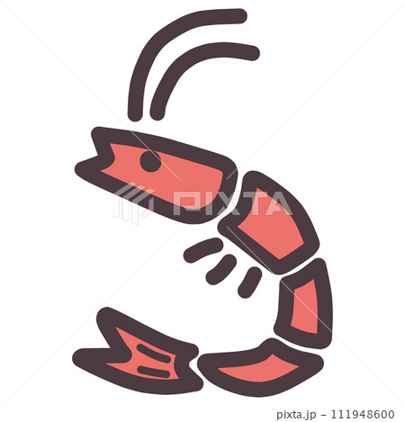 シンプルにデフォルメしたかわいい海老のイラスト 111948600