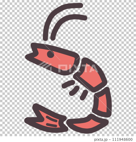 シンプルにデフォルメしたかわいい海老のイラスト 111948600