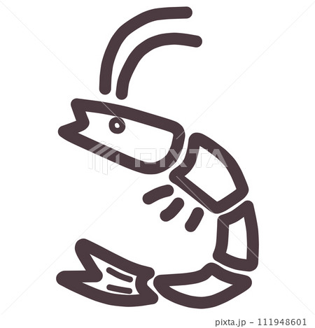 シンプルにデフォルメしたかわいい海老のイラスト 111948601