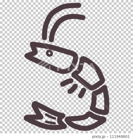 シンプルにデフォルメしたかわいい海老のイラスト 111948601