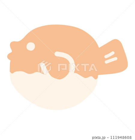 シンプルにデフォルメしたかわいいフグの魚のイラスト シンプルにデフォルメしたかわいいフグの魚のイラスト 111948608