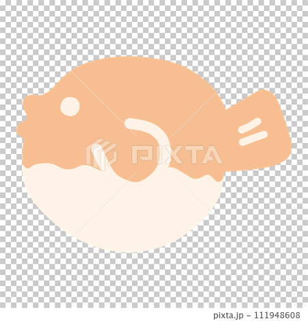 シンプルにデフォルメしたかわいいフグの魚のイラスト シンプルにデフォルメしたかわいいフグの魚のイラスト 111948608