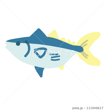 シンプルにデフォルメしたかわいいマグロの魚のイラスト シンプルにデフォルメしたかわいいマグロの魚のイラスト 111948617
