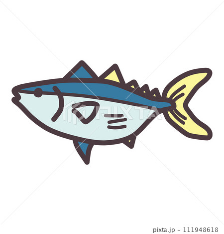 シンプルにデフォルメしたかわいいマグロの魚のイラスト シンプルにデフォルメしたかわいいマグロの魚のイラスト 111948618