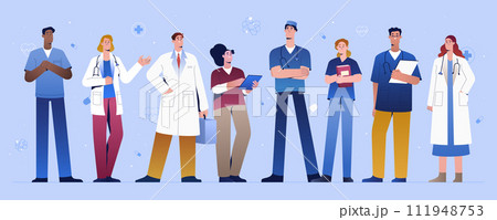 Medical student, nurses, doctors or young physician specialist interns in hospital 111948753