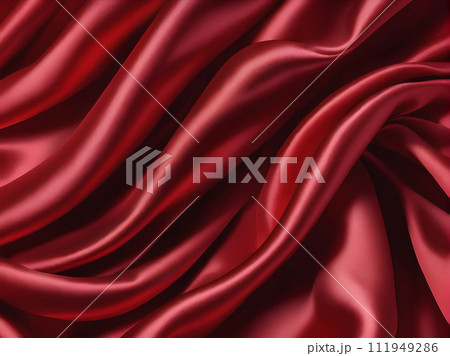 Red satin silk soft fluttering fabric background 111949286