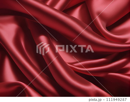 Red satin silk soft fluttering fabric background 111949287