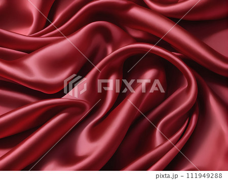 Red satin silk soft fluttering fabric background 111949288