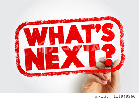 What's Next Question text stamp, concept background 111949566