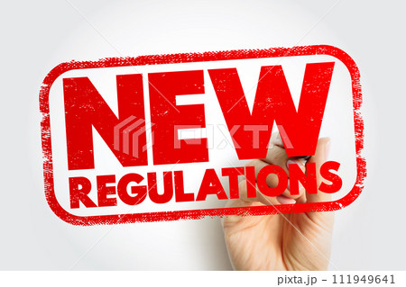 New Regulations text stamp, concept background 111949641