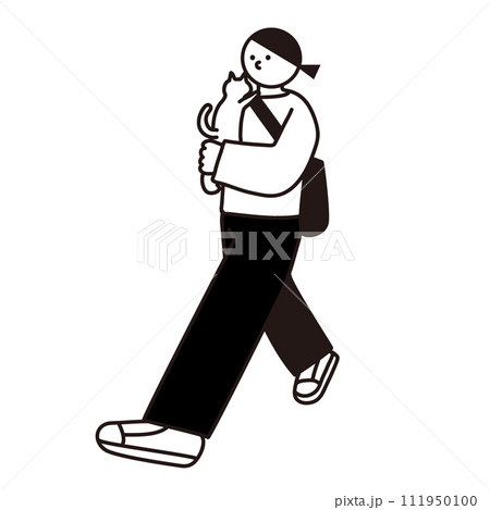 オシャレな女性の線画ベクターイラスト 111950100