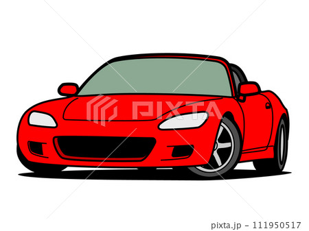 国産オープンスポーツ　赤色　自動車イラスト 111950517