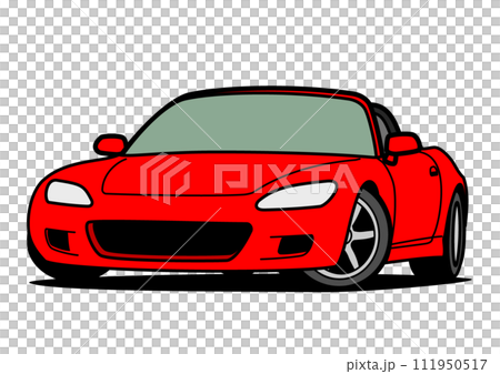 国産オープンスポーツ　赤色　自動車イラスト 111950517
