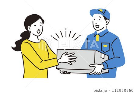 人物 お客様に荷物を届ける配達員 人物 お客様に荷物を届ける配達員 111950560