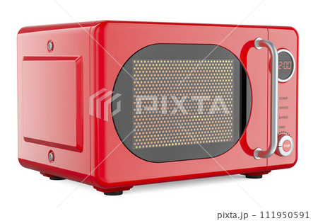 Modern microwave oven with retro design. 3D rendering 111950591
