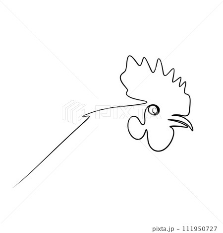 Solid line drawing. line drawing of a rooster's head. Vector minimalistic 111950727