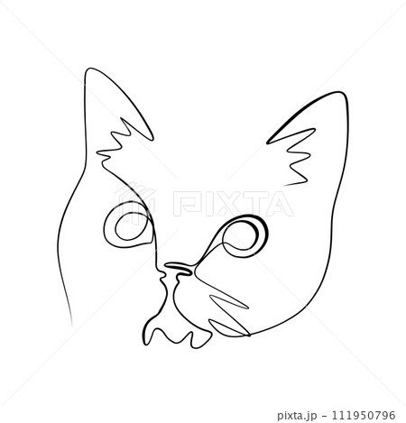 Continuous drawing of lines. line art of cat head Vector minimalist 111950796