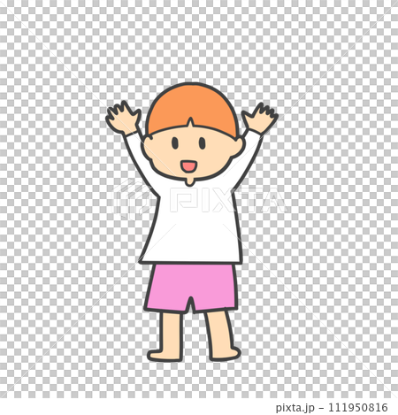 バンザイする子供 バンザイする子供 111950816