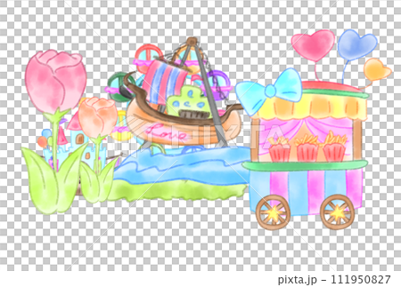 テーマパークのキッチンカー 111950827