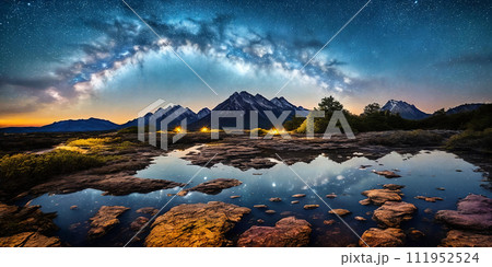 Awe-inspiring night skies, including stars, the Milky Way, celestial events like meteor showers 111952524