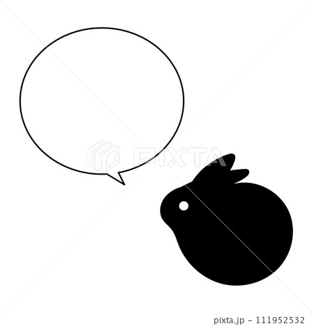 モノクロのかわいいうさぎの吹き出し 111952532