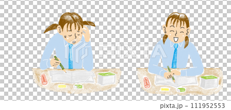 受験と女子学生のセット(手書き)9 受験と女子学生のセット(手書き)9 111952553