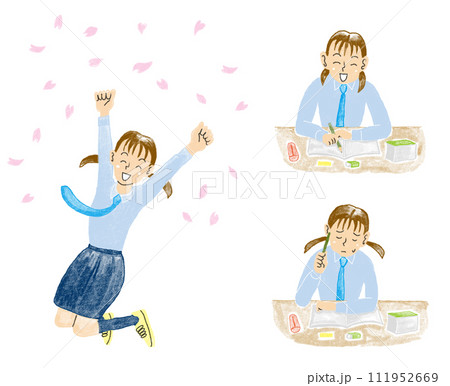 受験と女子学生のセット(手書き)11 受験と女子学生のセット(手書き)11 111952669