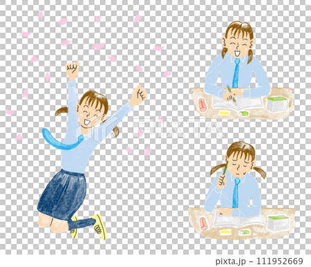受験と女子学生のセット(手書き)11 受験と女子学生のセット(手書き)11 111952669