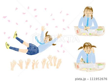 受験と女子学生のセット(手書き)12 受験と女子学生のセット(手書き)12 111952676