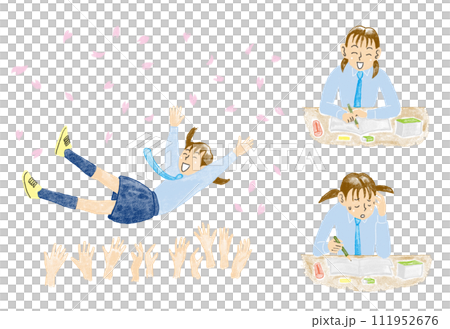受験と女子学生のセット(手書き)12 受験と女子学生のセット(手書き)12 111952676