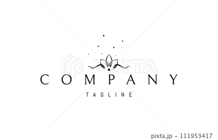 A vector logo with an abstract image of three leaves with a wavy stem. 111953417