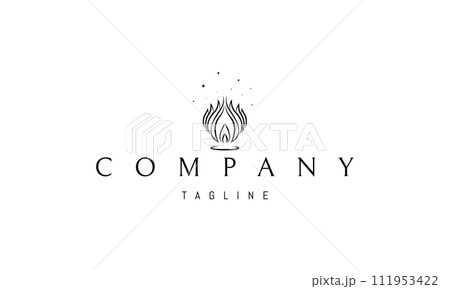 A vector logo with an abstract image of a candle flame surrounded by leaves. A vector logo with an abstract image of a candle flame surrounded by leaves. 111953422