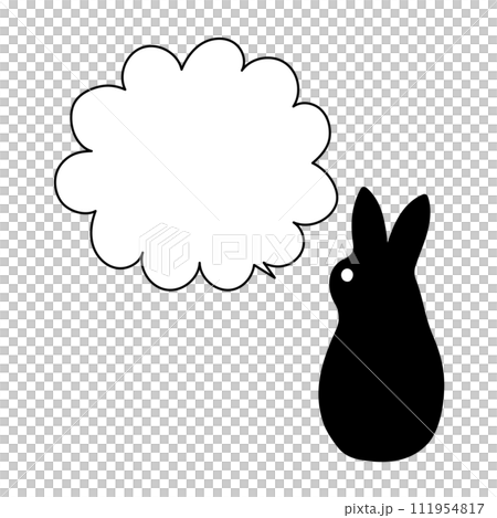 モノクロのかわいいうさぎの吹き出し モノクロのかわいいうさぎの吹き出し 111954817