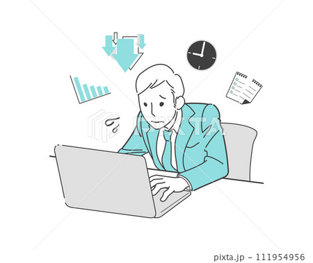 仕事がうまくいかないビジネスマンのイメージイラスト 仕事がうまくいかないビジネスマンのイメージイラスト 111954956