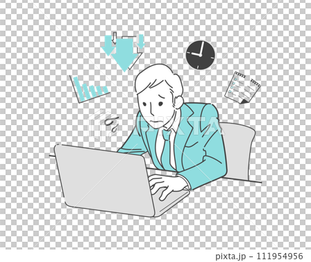 仕事がうまくいかないビジネスマンのイメージイラスト 仕事がうまくいかないビジネスマンのイメージイラスト 111954956